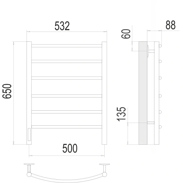 Полотенцесушитель электрический Terminus Классик П6 46700785313 50х65 см 3 температурных режима - фото 2