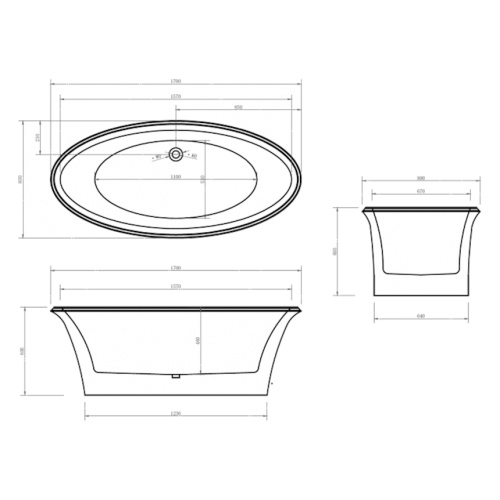 Акриловая ванна Abber 170х80 см отдельностоящая - фото 4