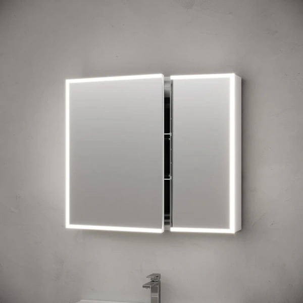 Зеркальный шкаф с подсветкой Sancos Evoke 80 см серый, сенсорное - фото 7