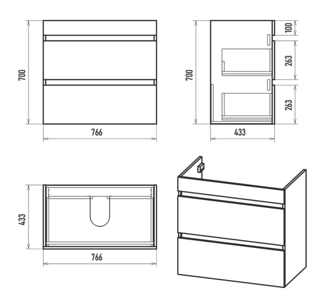 Тумба под раковину напольная Misty Мира 80 см белая, белая - фото 7
