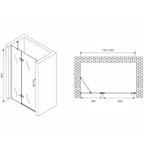 Душевая дверь в нишу Abber Zart 120 см профиль хром, современные, hi-tech - фото 2