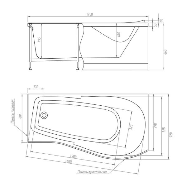 Ванна акриловая Timo Vino 170x90 см левосторонняя - фото 4