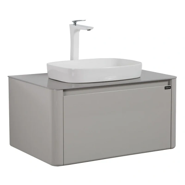 Тумба с раковиной подвесная Black&White Universe 915800 80 см МДФ, комплект (набор) - фото 8