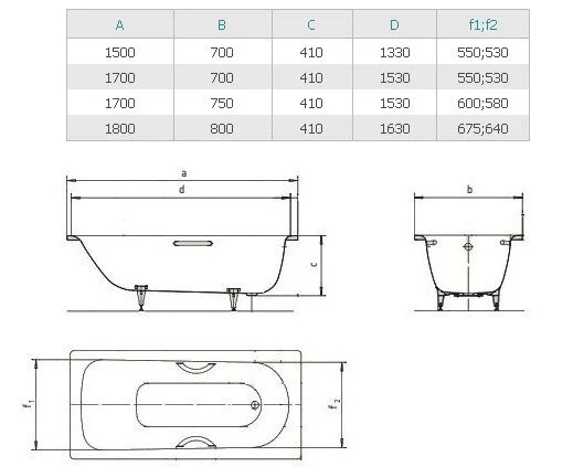 Ванна с противоскользящим покрытием antislip Kaldewei Advantage, недорогие, глубокие - фото 3