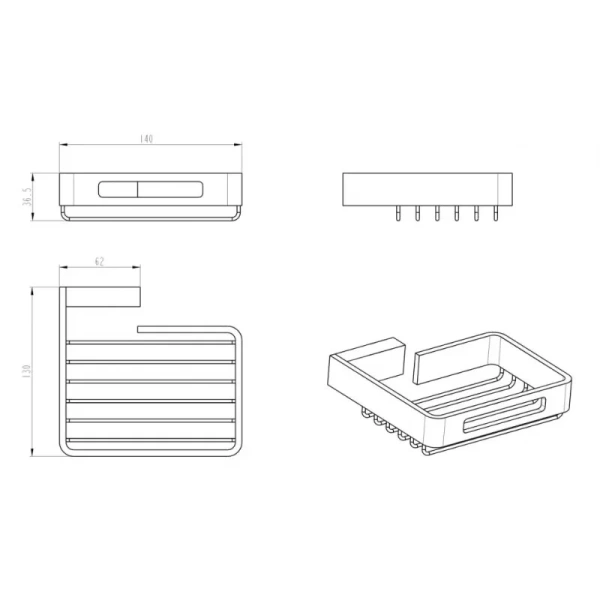 Мыльница Boheme Q Shine Gun Metall, современные, hi-tech - фото 2