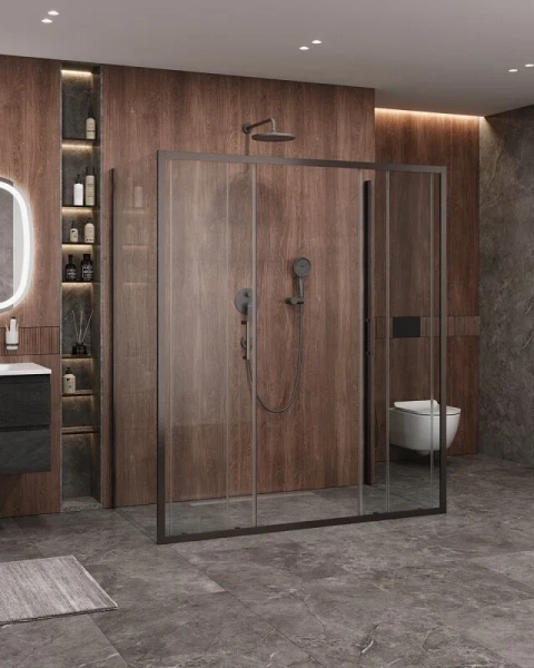 Душевой уголок Cezares Molveno 170х90 см стекло прозрачное профиль оружейная сталь - фото 4