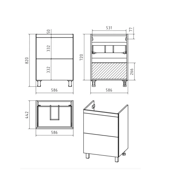 Тумба под раковину напольная Misty Атлантик 60 см белая, в наличии - фото 2