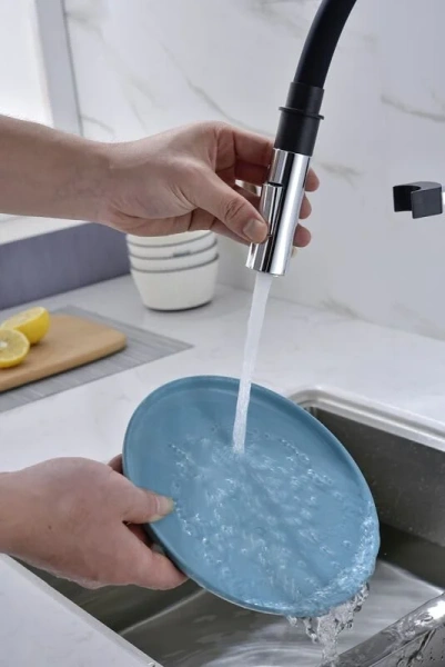 Смеситель для кухни Paulmark Halt Ha214021 с гибким изливом, на мойку, на столешницу - фото 6