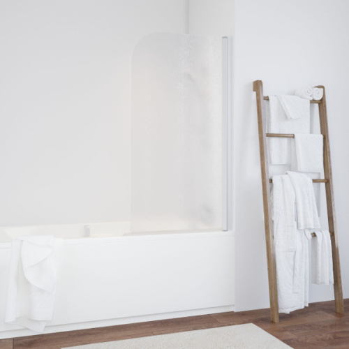 Душевая шторка на ванную профиль белый стекло шиншилла Vegas-glass, недорогие - фото 2