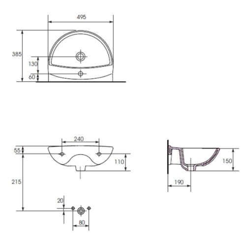 Раковина Cersanit Mito Red 50 S-UM-MIR50/1-w 49.5х38.5 см - фото 2