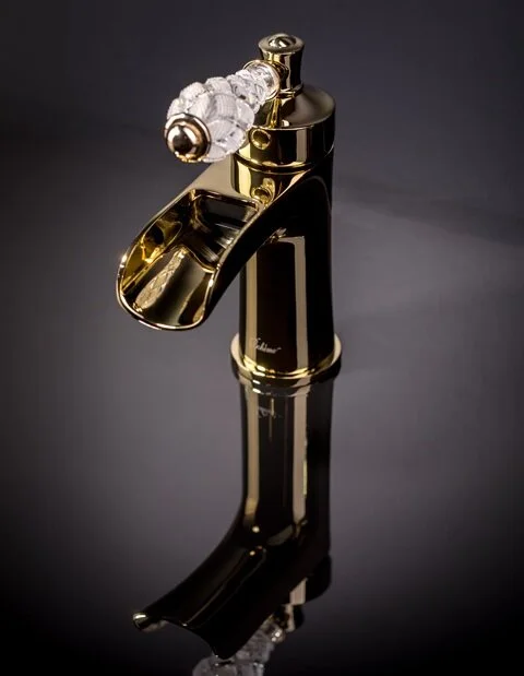 Смеситель для раковины Boheme Vogue Crystal золото, классические, ретро, с элементами стекла, декорированные - фото 3