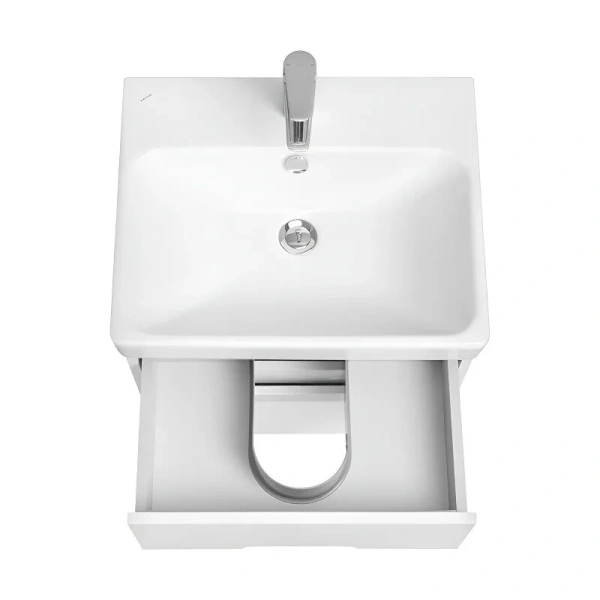 Тумба с раковиной подвесная Акватон Оливия 1A254201OL 55 см с двумя ящиками, белая, комбинированная - фото 7