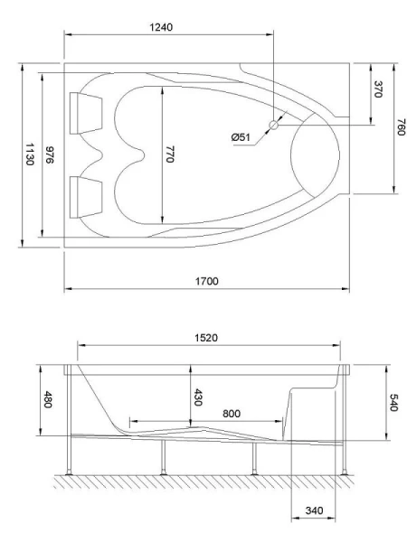 Акриловая ванна Royal Bath Shakespeare RB652100SB в сборе 170 х 110 см L/R, без гидромассажа - фото 5