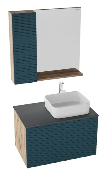 Тумба под раковину подвесная Grossman Альба 80 см веллингтон/бриз, современная, hi-tech - фото 3