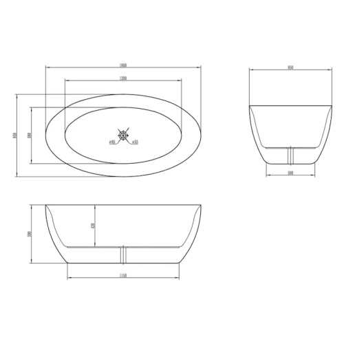 Ванна акриловая Vincea 160x85 см белая - фото 3