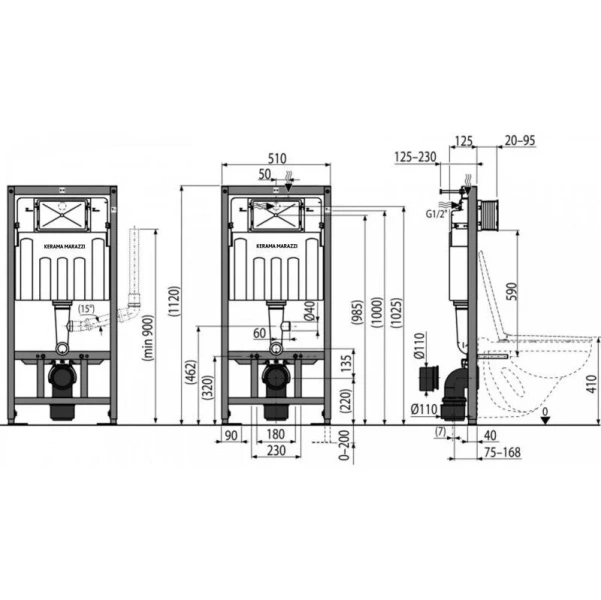 Инсталляция для унитаза Kerama Marazzi серая - фото 2