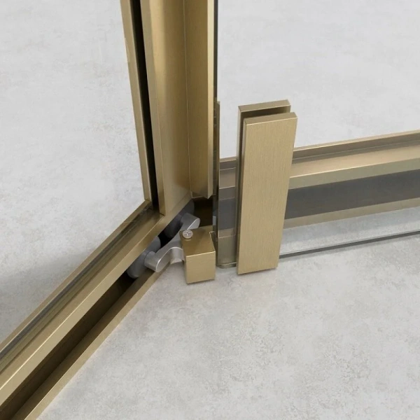 Душевой уголок Cezares Relax 100x100 см профиль брашированное золото стекло прозрачное - фото 4