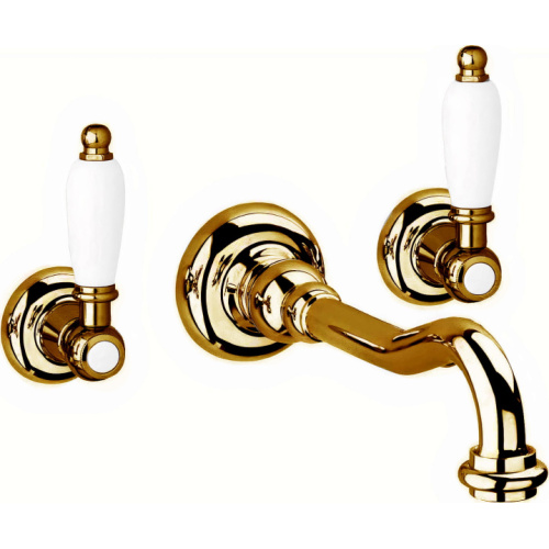 Смеситель для раковины Cezares First бронза, ручки белые - фото 1