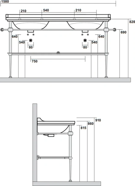 Консоль под раковину Kerasan Waldorf хром index_2 - фото 5