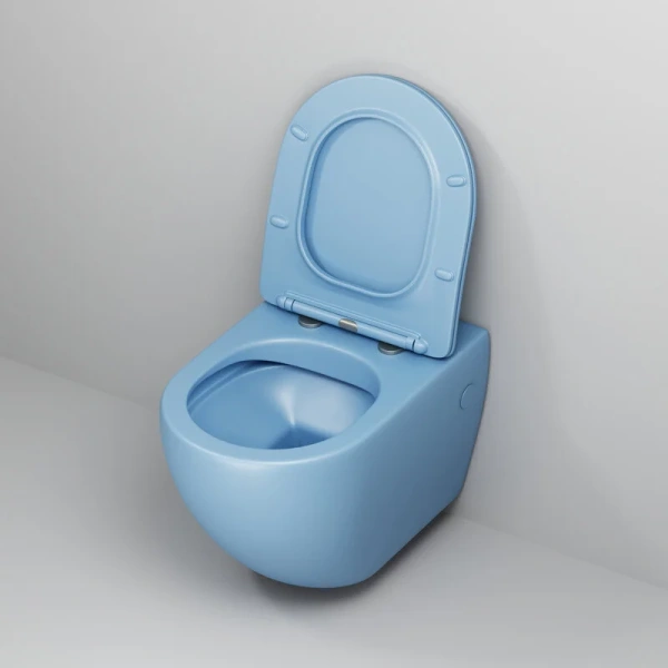 Унитаз подвесной Grossman Color голубой матовый, с горизонтальным, прямым выпуском, с прямым выпуском - фото 7