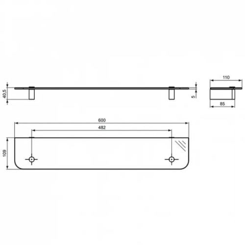 Полочка для ванной Ideal Standard Connect прозрачное закаленное стекло - фото 3