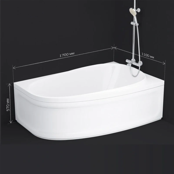 Ванна акриловая Am.Pm Like 170х110 см левосторонняя, в наличии - фото 9