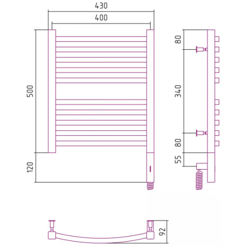 Полотенцесушитель электрический Сунержа Аркус 3.0 40x50 см правый - фото 3