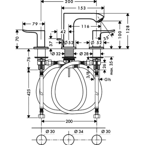 Смеситель для раковины Hansgrohe Metris - фото 2