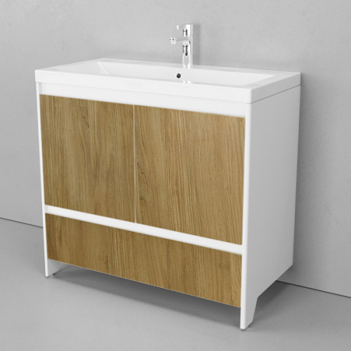 Тумба под раковину напольная Velvex Klaufs 88 см белая/шатане, современная, hi-tech - фото 3