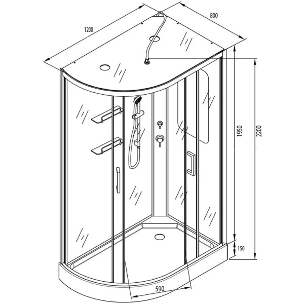 Душевая кабина Deto A 120х80 см левая, 120х80 - фото 4