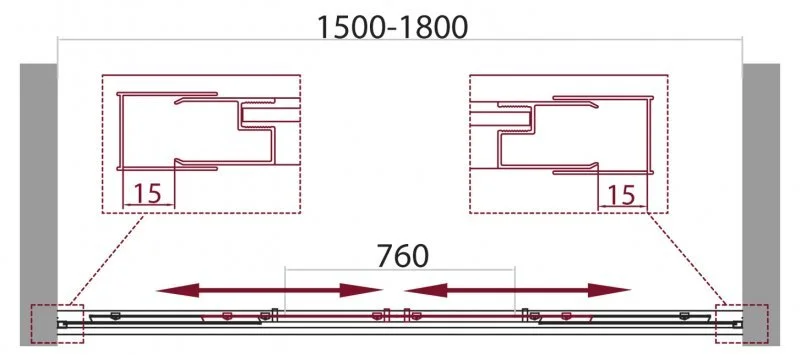 Шторка для ванны BelBagno Unique 180х140 см стекло рифленое - фото 2