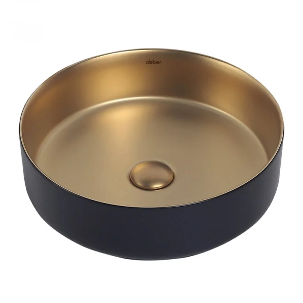 Раковина Abber Bequem 40 см матовое золото с черным - фото 1