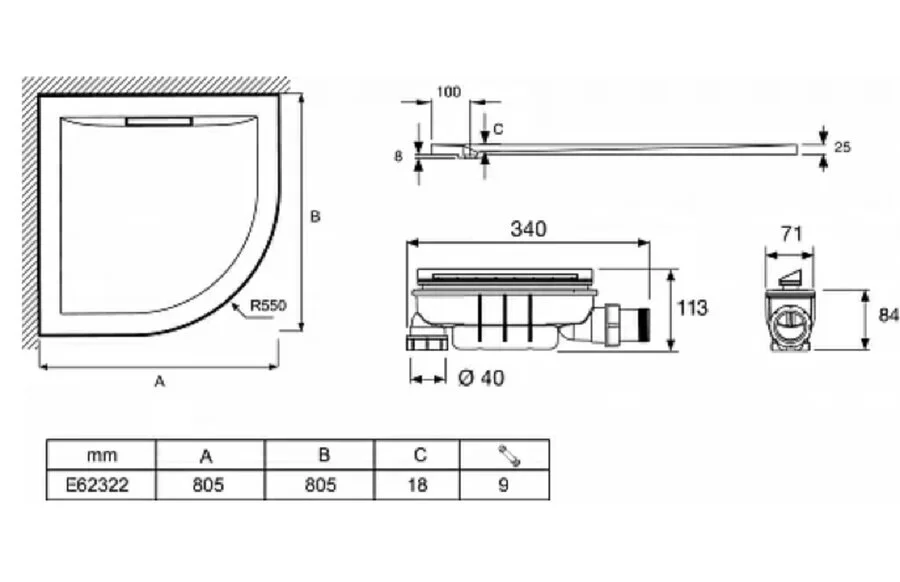 Душевой поддон акриловый Jacob Delafon Flight Pure 80х80 см без антискользящего покрытия, низкие до 15 см - фото 2