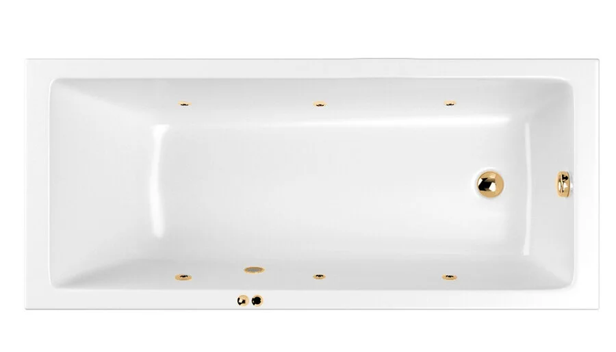 Ванна гидромассажная Whitecross Wave Soft, 170 х 75 см, увеличенная толщина акрила, усиленная армировка, белый/золото, 0101.170075.100.SOFT.GL - фото 1
