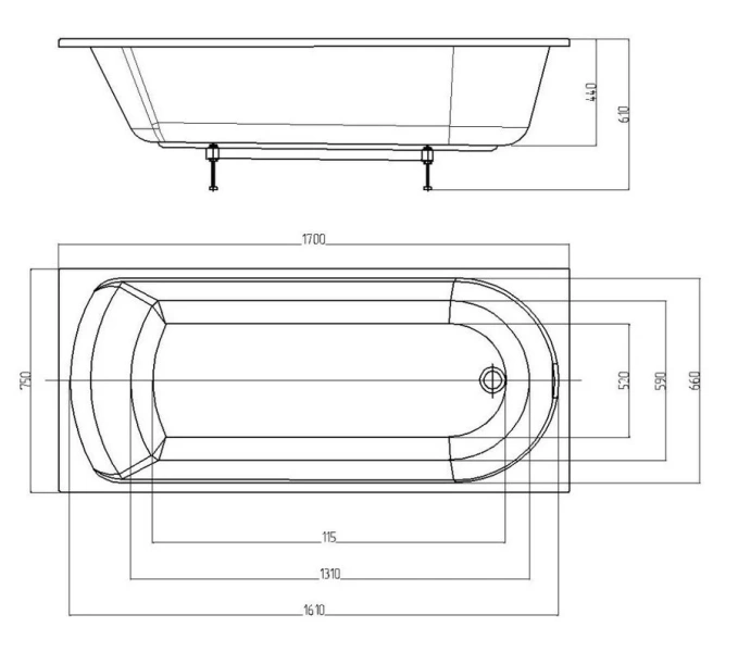 Ванна акриловая Azario Adelina AV.0010170 170 x 75 см, белая - фото 2