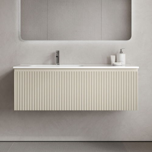 Тумба под раковину подвесная Sancos Snob R 1.0 120 см левая beige soft - фото 3