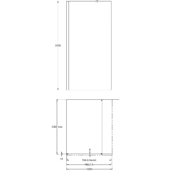 Душевая перегородка Kerama Marazzi Vetro 100 см профиль черный - фото 2