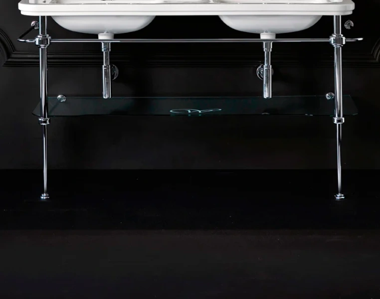 Раковина консоль Kerasan Waldorf 4143K1bi/cr 158 см с полкой