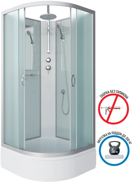 Душевая кабина Niagara Classic 90x90 см полукруглая, полукруглые, четверть круга - фото 2