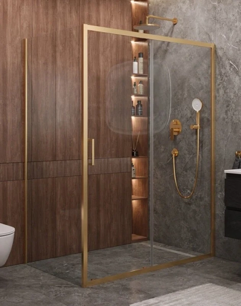 Душевой уголок Cezares Molveno 160x90 см стекло прозрачное профиль золото - фото 1