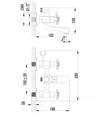 Смеситель для ванны Lemark Partner LM6542C - фото 2