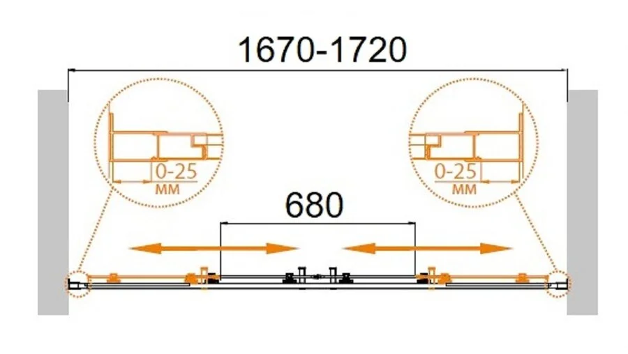 Душевая дверь в нишу Cezares Molveno 170 см стекло прозрачное, с антикальциевой обработкой - фото 2