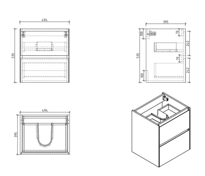 Тумба под раковину подвесная BelBagno Pietra Mini 50 см stucco cemento - фото 2
