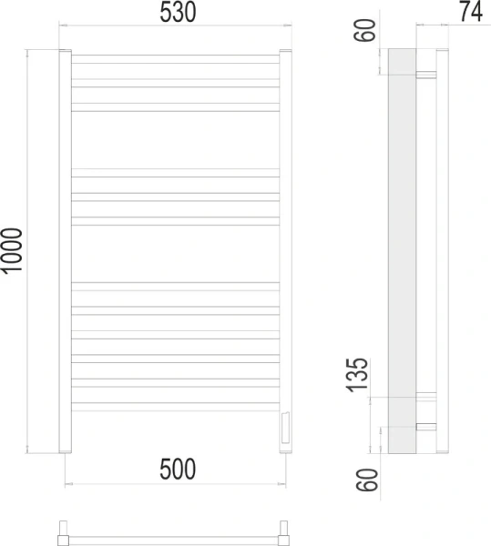 Полотенцесушитель электрический Terminus Ватикан П12 500х1000 хром - фото 2