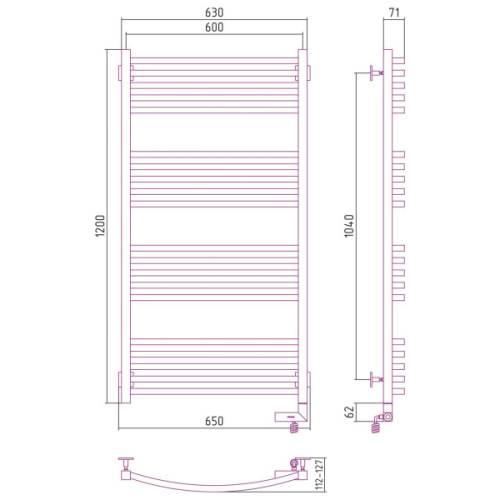 Полотенцесушитель электрический Сунержа Аркус 2.0 60x120 см правый - фото 4
