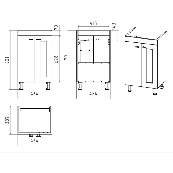 Тумба под раковину напольная Misty Урал 45 см белая, в наличии - фото 2