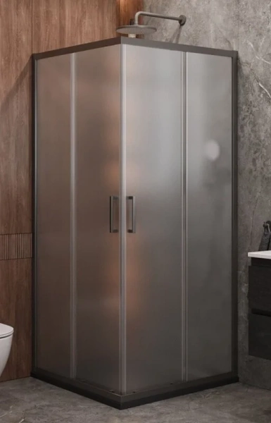 Душевой уголок Cezares Molveno 90х90 см стекло рифленое профиль оружейная сталь - фото 1
