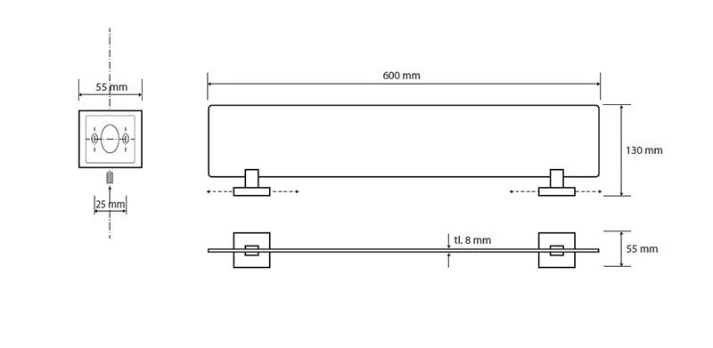 Полочка для ванной Bemeta Beta стеклянная, современные, hi-tech - фото 2
