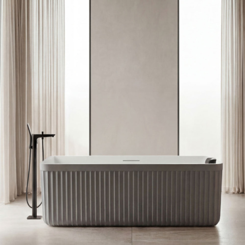 Ванна из искусственного камня ALTROBAGNO Cinzia 090110 170x75 см cement grey/white - фото 2
