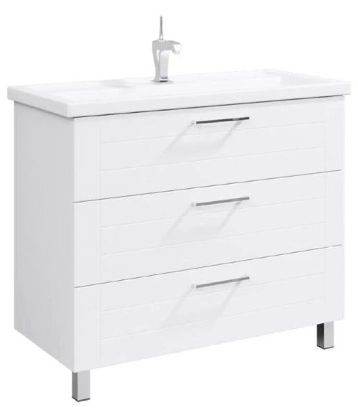 Тумба с раковиной напольная Aqwella Манчестер MAN01103 100 см с тремя ящиками